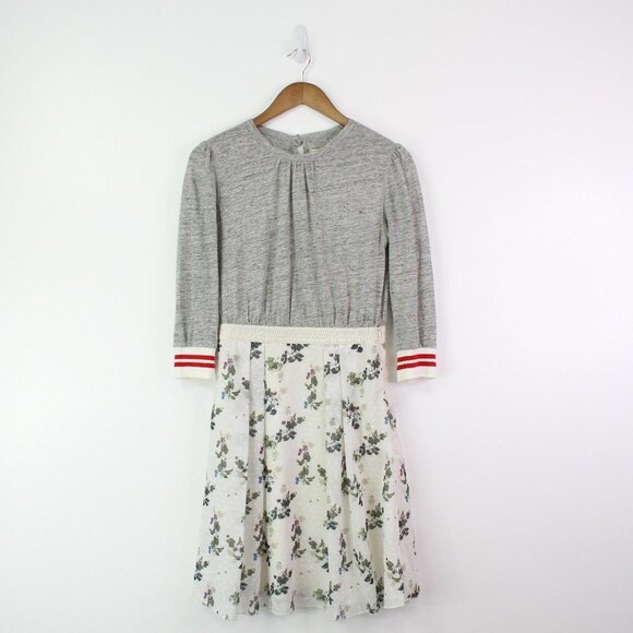 Warm Linen Swiss Dot Floral Fit n Flare Dress Size 0 - Picture 2 of 12